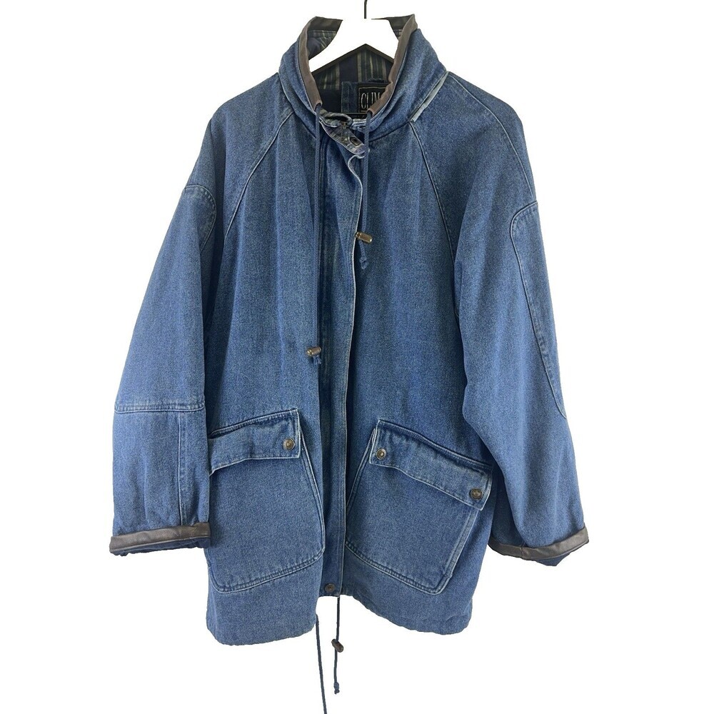 Climate Zone Vintage Denim Chore Coat Barn Jacket Flap Pockets Men Large